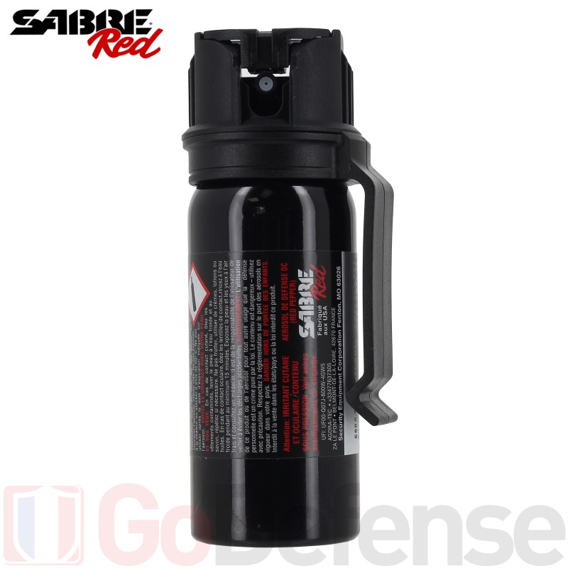 Bombe de d&eacute;fense Sabre Red poivre OC avec clip 44 ml