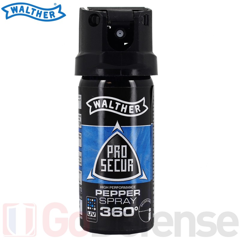 Bombe lacrymog&egrave;ne Walther Pepper Pro Secur 360&deg; jet droit 40ml