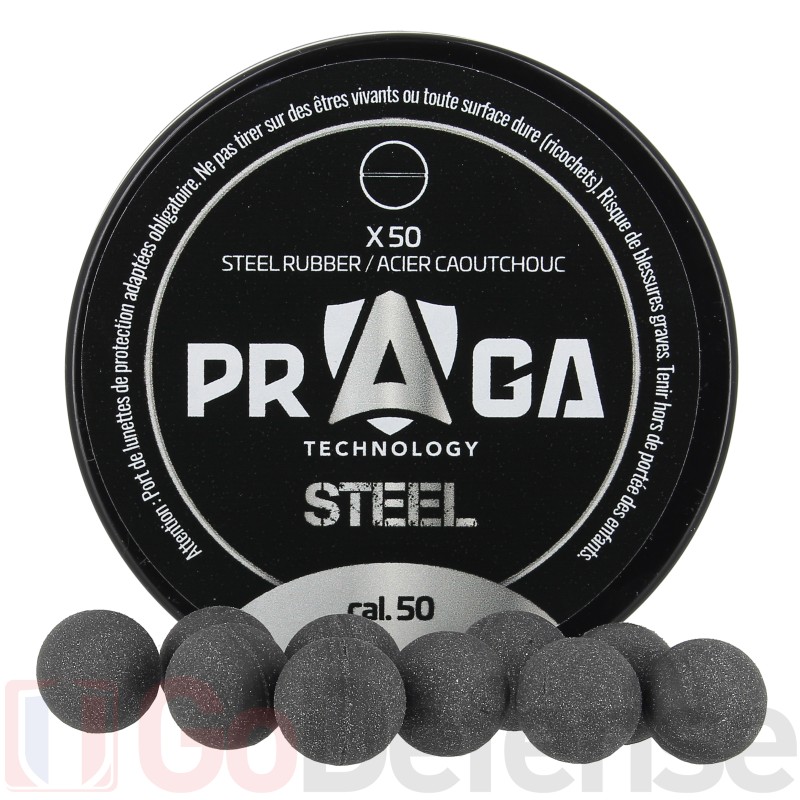 Boite de 50 balles Praga caoutchouc acier - .50