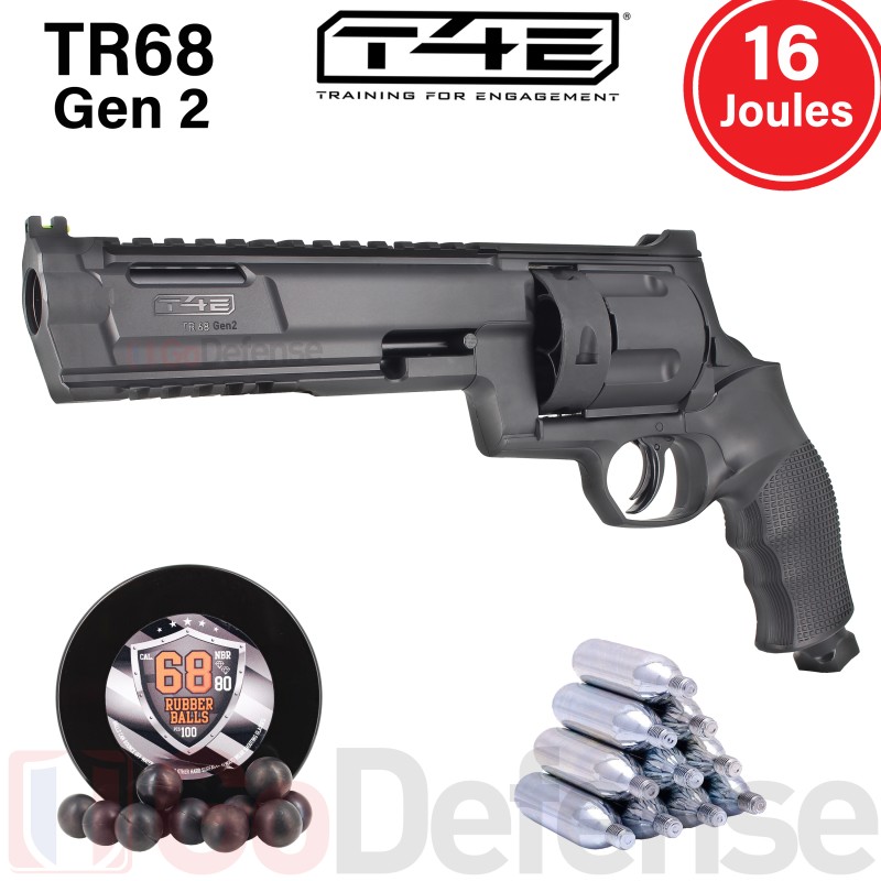 Revolver balle caoutchouc Umarex T4E TR68 Gen 2 (16 Joules)