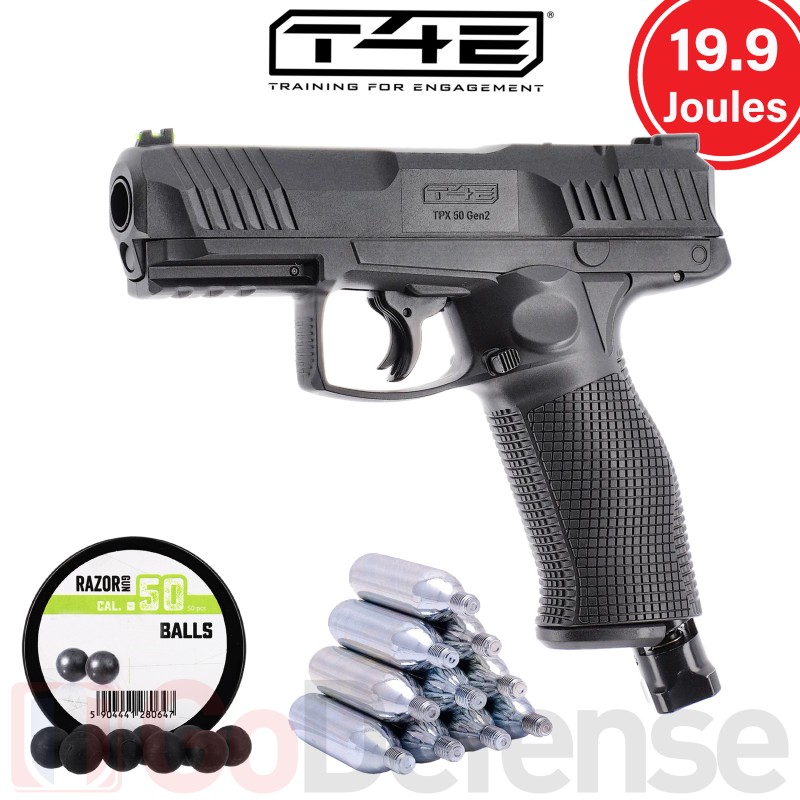 Pistolet de d&eacute;fense Umarex T4E TPX50 gen2 - .50 (19.9 joules)