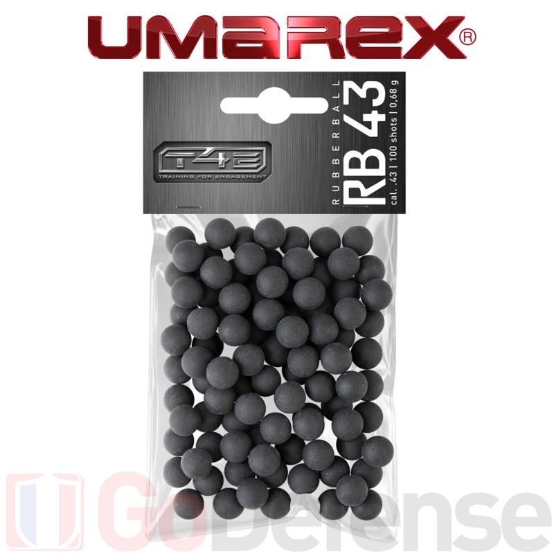 Sachet de 100 balles caoutchouc Umarex T4E calibre .43